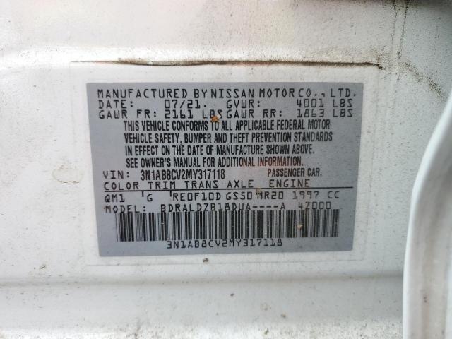 3N1AB8CV2MY317118 - 2021 NISSAN SENTRA SV WHITE photo 13