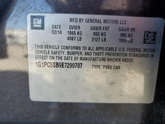 1G1PC5SB9E7299707 - 2014 CHEVROLET CRUZE LT CHARCOAL photo 12