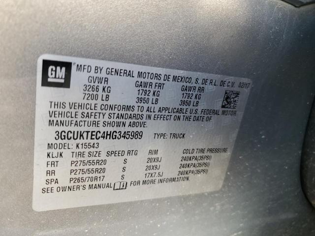 3GCUKTEC4HG345989 - 2017 CHEVROLET SILV1500 4 K1500 HIGH COUNTRY GRAY photo 13