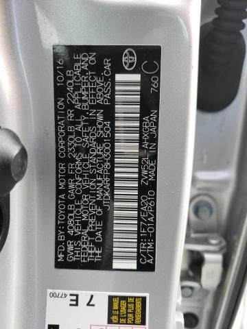 JTDKARFP8H3001504 - 2017 TOYOTA PRIUS PRIM 银色 照片 12