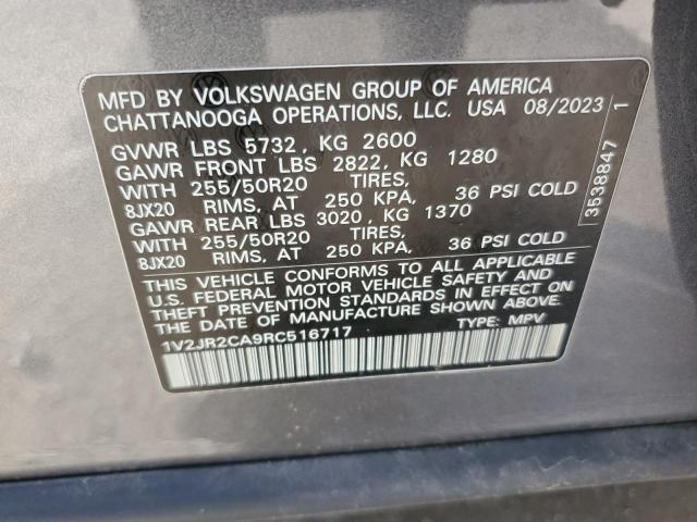 1V2JR2CA9RC516717 - 2024 VOLKSWAGEN ATLAS SE ნაცრისფერი ფოტო 14