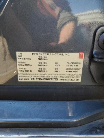 5YJSA1DNXDFP27509 - 2013 TESLA MODEL S GRAY photo 12