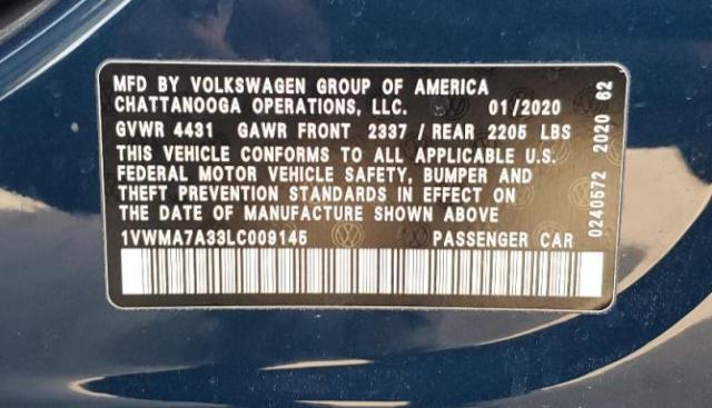 1VWMA7A33LC009145 - 2020 VOLKSWAGEN PASSAT R-LINE Mavi foto 13