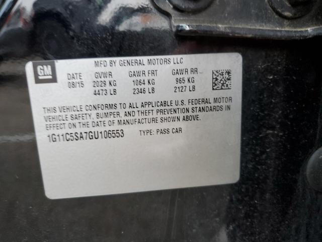 1G11C5SA7GU106553 - 2016 CHEVROLET MALIBU LIM LT შავი ფოტო 12