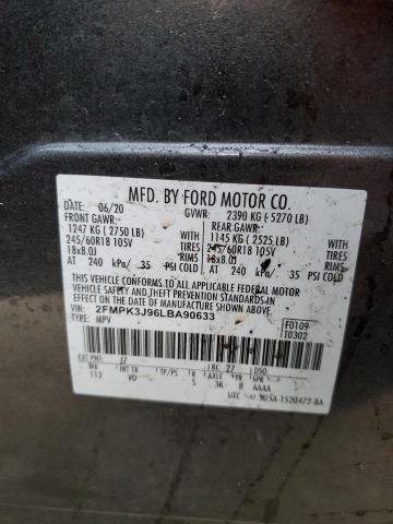 2FMPK3J96LBA90633 - 2020 FORD EDGE SEL GRAY photo 13