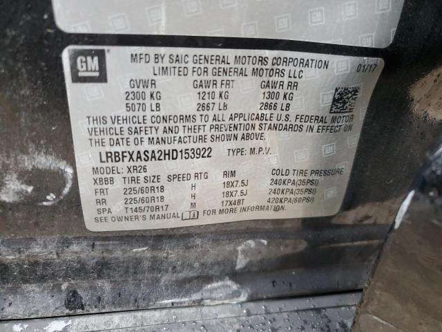 LRBFXASA2HD153922 - 2017 BUICK ENVISION PREFERRED BLACK photo 13