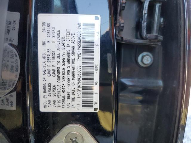 1HGCP36768A058099 - 2008 HONDA ACCORD EX BLACK photo 12