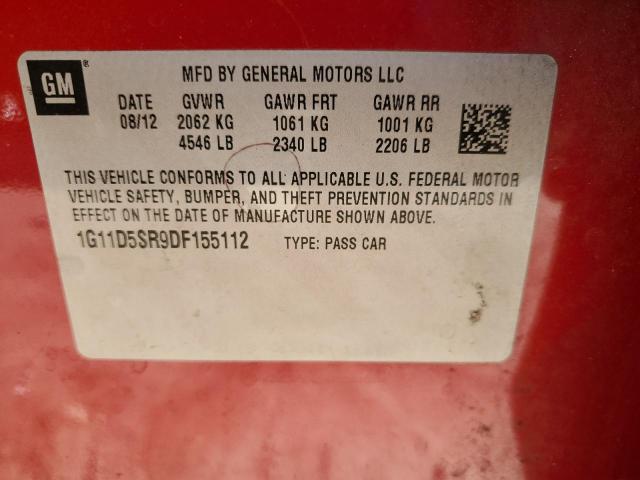 1G11D5SR9DF155112 - 2013 CHEVROLET MALIBU 1LT 勃艮第红 照片 12