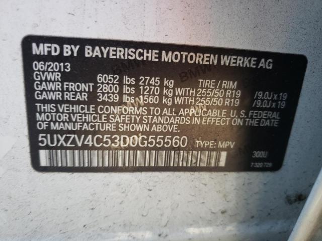 5UXZV4C53D0G55560 - 2013 BMW X5 XDRIVE35I WHITE photo 13