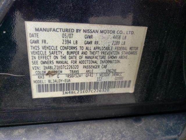 1N4BL21E07C226320 - 2007 NISSAN ALTIMA 3.5SE BLACK photo 12