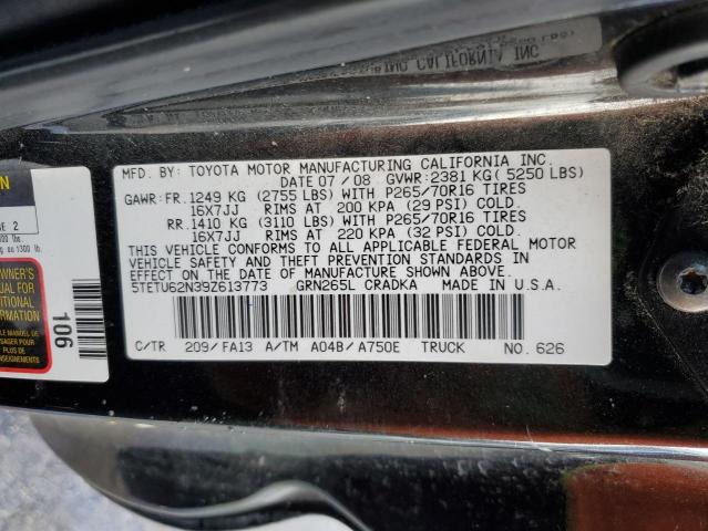 5TETU62N39Z613773 - 2009 TOYOTA TACOMA PRERUNNER ACCESS CAB BLACK photo 12