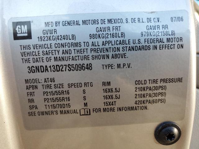 3GNDA13D27S509648 - 2007 CHEVROLET HHR LS 银色 照片 10