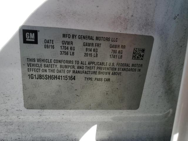 1G1JB5SH6H4115164 - 2017 CHEVROLET SONIC LS 白色 照片 12