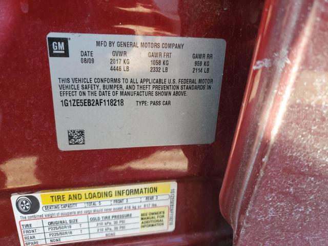 1G1ZE5EB2AF118218 - 2010 CHEVROLET MALIBU LTZ 勃艮第红 照片 12