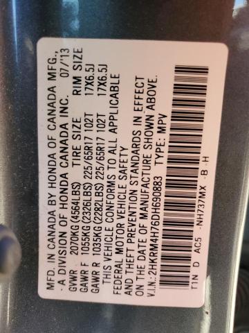 2HKRM4H76DH690883 - 2013 HONDA CR-V EXL GRAY photo 12