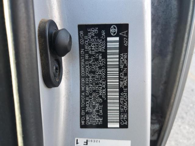 JTDBL40E199031723 - 2009 TOYOTA COROLLA BASE SILVER photo 12