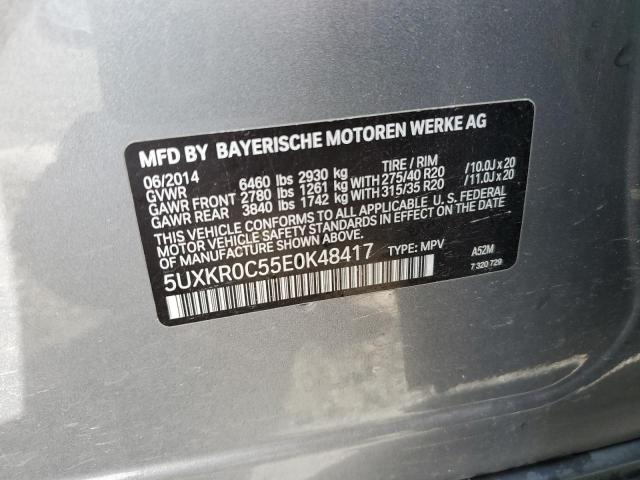 5UXKR0C55E0K48417 - 2014 BMW X5 XDRIVE35I SILVER photo 12