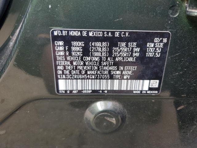 3CZRU6H54GM737055 - 2016 HONDA HR-V EX GREEN photo 13