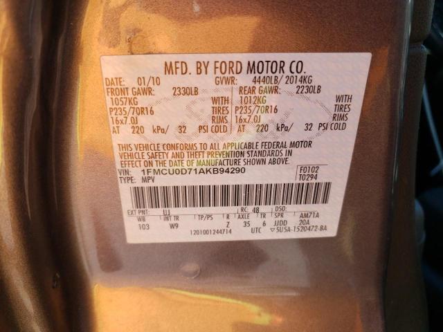 1FMCU0D71AKB94290 - 2010 FORD ESCAPE XLT GRAY photo 13