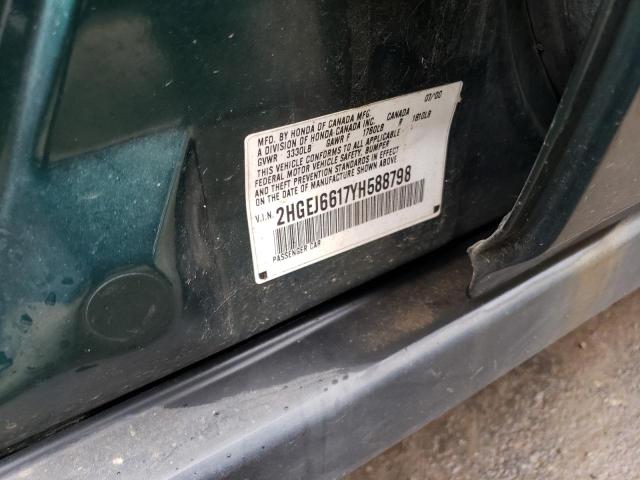 2HGEJ6617YH588798 - 2000 HONDA CIVIC BASE Yaşıl foto 12