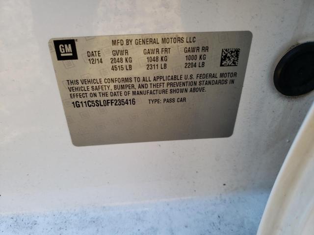 1G11C5SL0FF235416 - 2015 CHEVROLET MALIBU 1LT 白色 照片 12