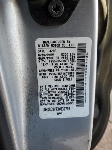JN8DR09Y73W832716 - 2003 NISSAN PATHFINDER LE 银色 照片 13