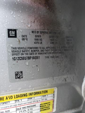 1G1ZC5EU7BF160361 - 2011 CHEVROLET MALIBU 1LT SILVER photo 12