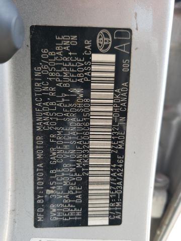 2T1KR32E06C615008 - 2006 TOYOTA COROLLA MA XR SILVER photo 12