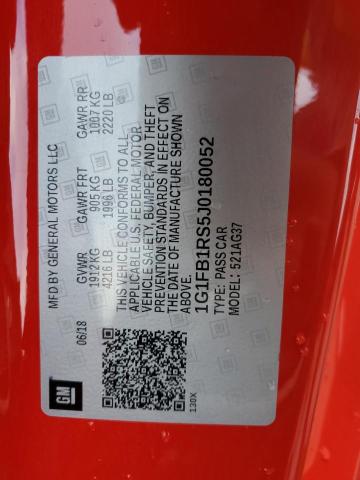 1G1FB1RS5J0180052 - 2018 CHEVROLET CAMARO LT RED photo 12