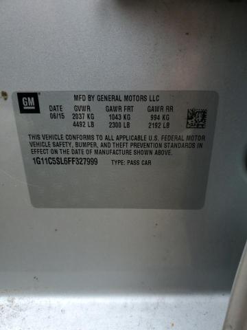 1G11C5SL6FF327999 - 2015 CHEVROLET MALIBU 1LT 银色 照片 12