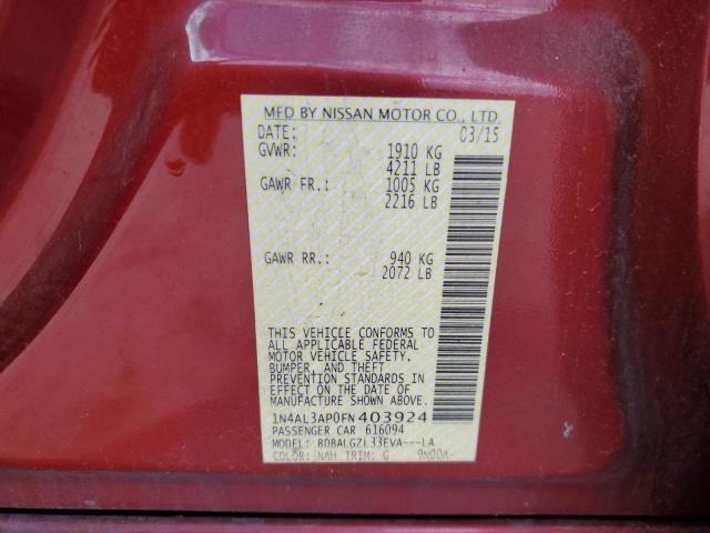 1N4AL3AP0FN403924 - 2015 NISSAN ALTIMA 2.5 MAROON photo 12