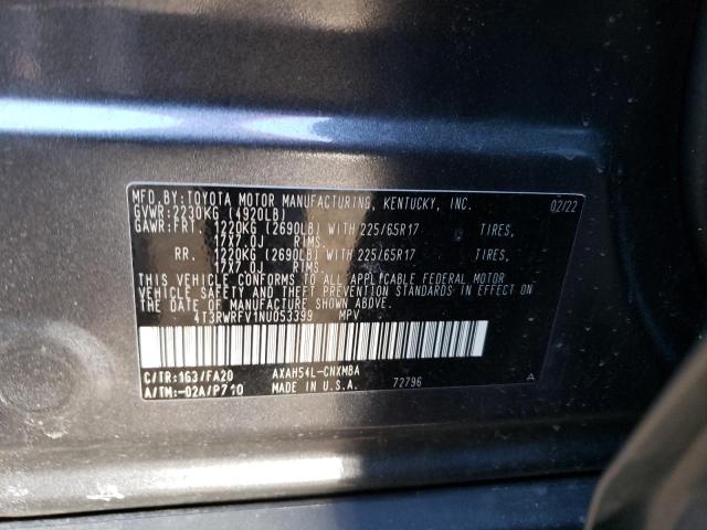 4T3RWRFV1NU053399 - 2022 TOYOTA RAV4 XLE GRAY photo 13