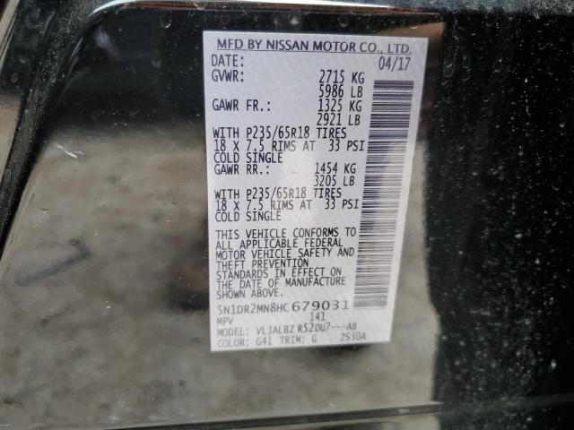 5N1DR2MN8HC679031 - 2017 NISSAN PATHFINDER S 黑色 照片 14