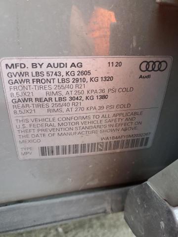 WA1B4AFY5M2032267 - 2021 AUDI SQ5 PREMIUM PLUS GRAY photo 12