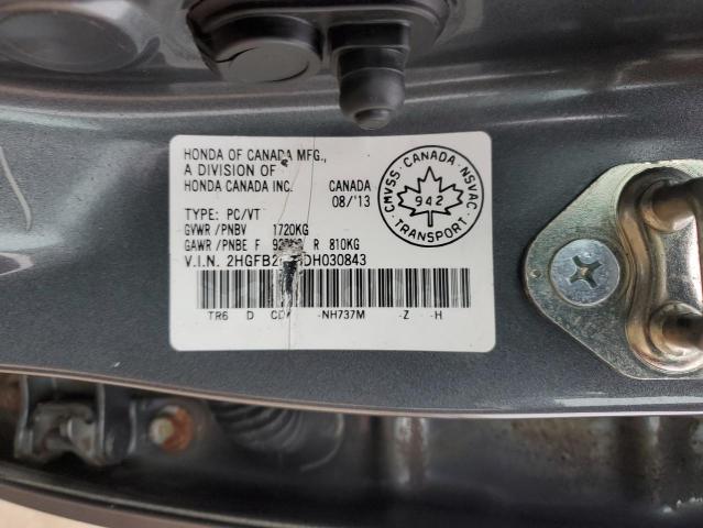 2HGFB2F53DH030843 - 2013 HONDA CIVIC LX GRAY photo 12