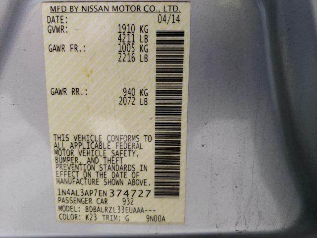 1N4AL3AP7EN374727 - 2014 NISSAN ALTIMA 2.5 SILVER photo 12