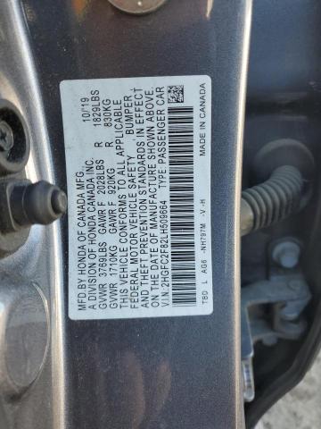 2HGFC2F82LH509664 - 2020 HONDA CIVIC SPORT GRAY photo 12