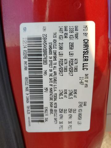 2D8HN54X98R670383 - 2008 DODGE GRAND CARA SXT RED photo 12