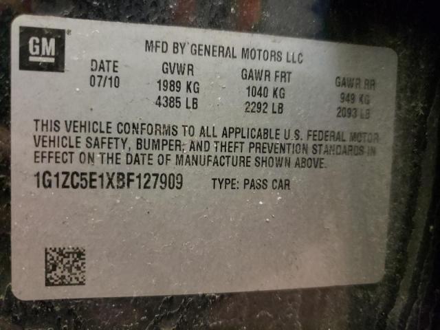 1G1ZC5E1XBF127909 - 2011 CHEVROLET MALIBU 1LT BLACK photo 12