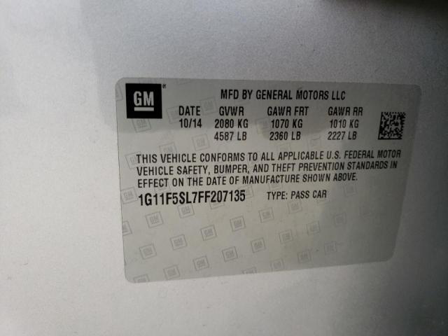 1G11F5SL7FF207135 - 2015 CHEVROLET MALIBU LTZ ვერცხლისფერი ფოტო 12