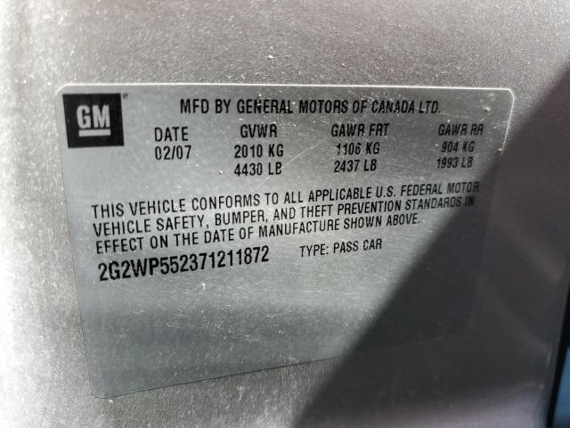 2G2WP552371211872 - 2007 PONTIAC GRAND PRIX 银色 照片 12