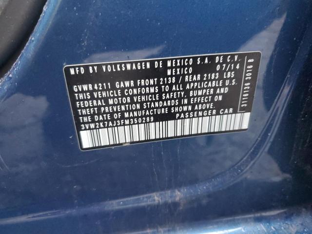 3VW2K7AJ3FM350289 - 2015 VOLKSWAGEN JETTA BASE Կապույտ լուսանկար 12