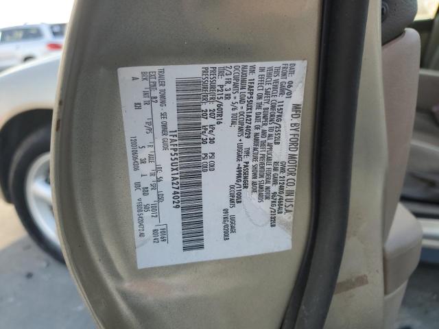 1FAFP55UX1A274029 - 2001 FORD TAURUS SES BEIGE photo 12