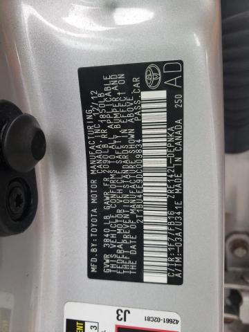 2T1BU4EE9DC009834 - 2013 TOYOTA COROLLA BASE SILVER photo 12