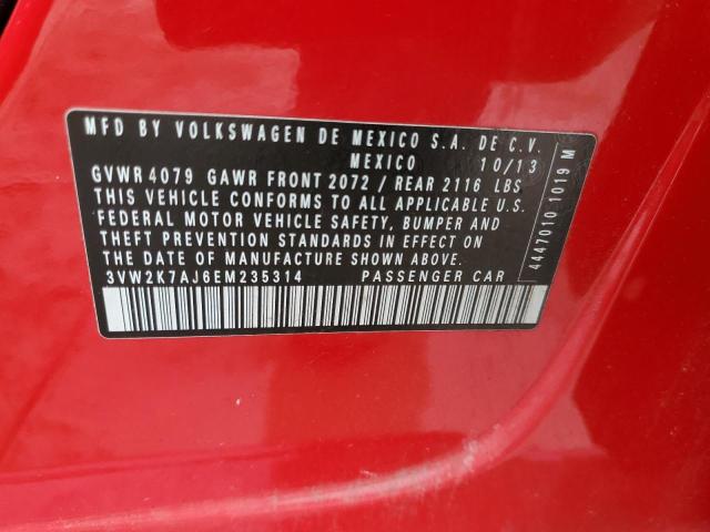 3VW2K7AJ6EM235314 - 2014 VOLKSWAGEN JETTA BASE RED photo 12