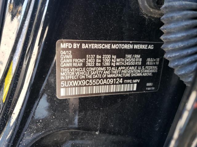 5UXWX9C55D0A09124 - 2013 BMW X3 XDRIVE28I BLACK photo 12