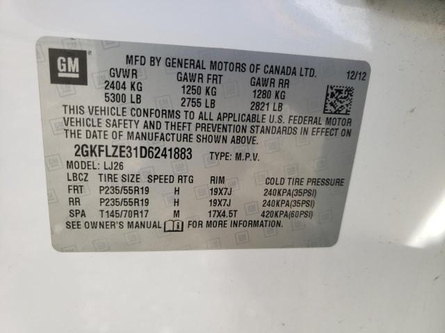 2GKFLZE31D6241883 - 2013 GMC TERRAIN DENALI WHITE photo 14