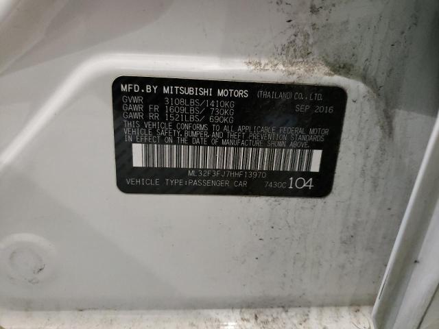 ML32F3FJ7HHF13970 - 2017 MITSUBISHI MIRAGE G4 ES თეთრი ფოტო 12