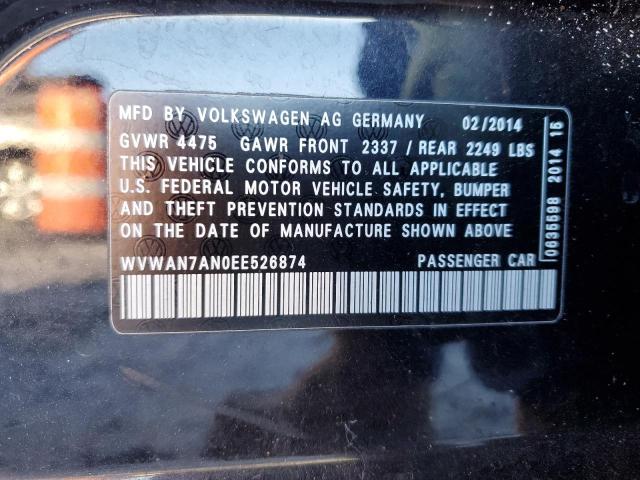 WVWAN7AN0EE526874 - 2014 VOLKSWAGEN CC SPORT BLACK photo 12