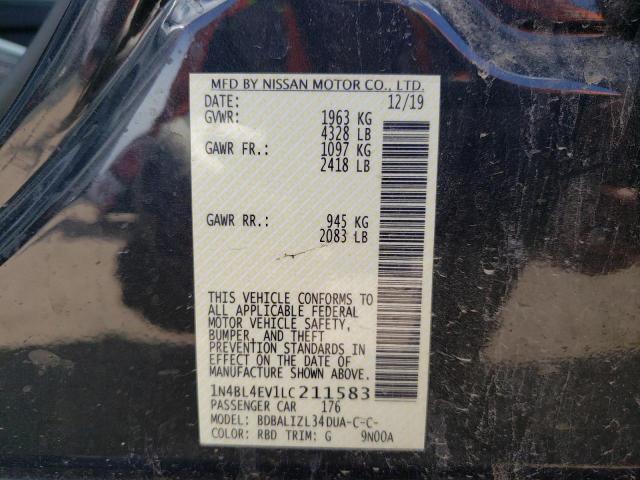 1N4BL4EV1LC211583 - 2020 NISSAN ALTIMA SL GRAY photo 12